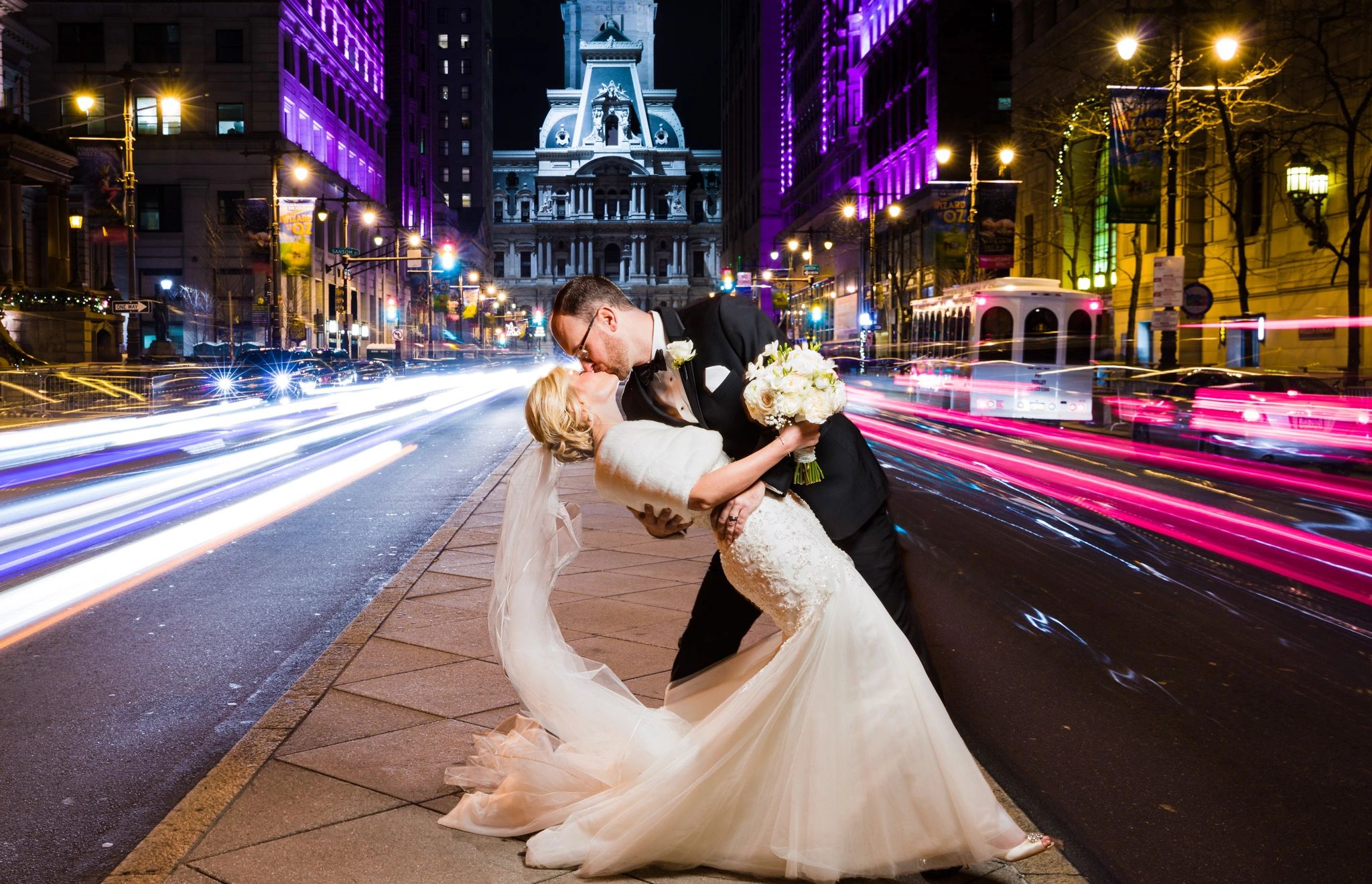 Bride and Groom on Broad Street, Philadelphia