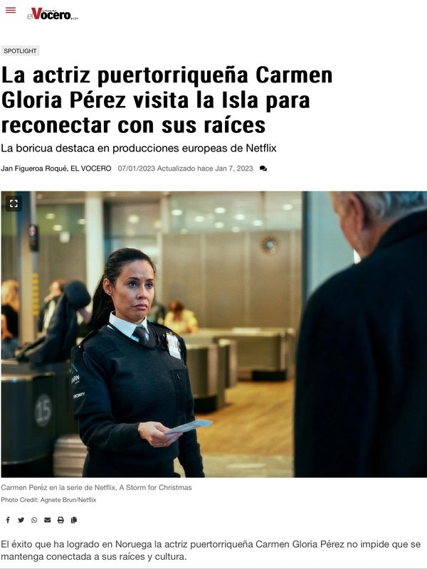 Carmen Gloria Pérez in El Vocero Puerto Rico newspaper
