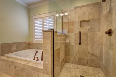 Bathroom remodel, shower remodel, new tile, designer faucet, new jet tube.