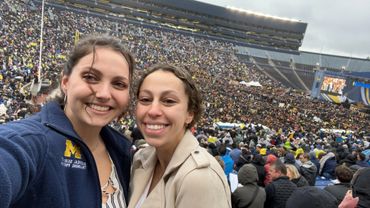 Hosts Anna and Olivia at the University of Michigan Big House