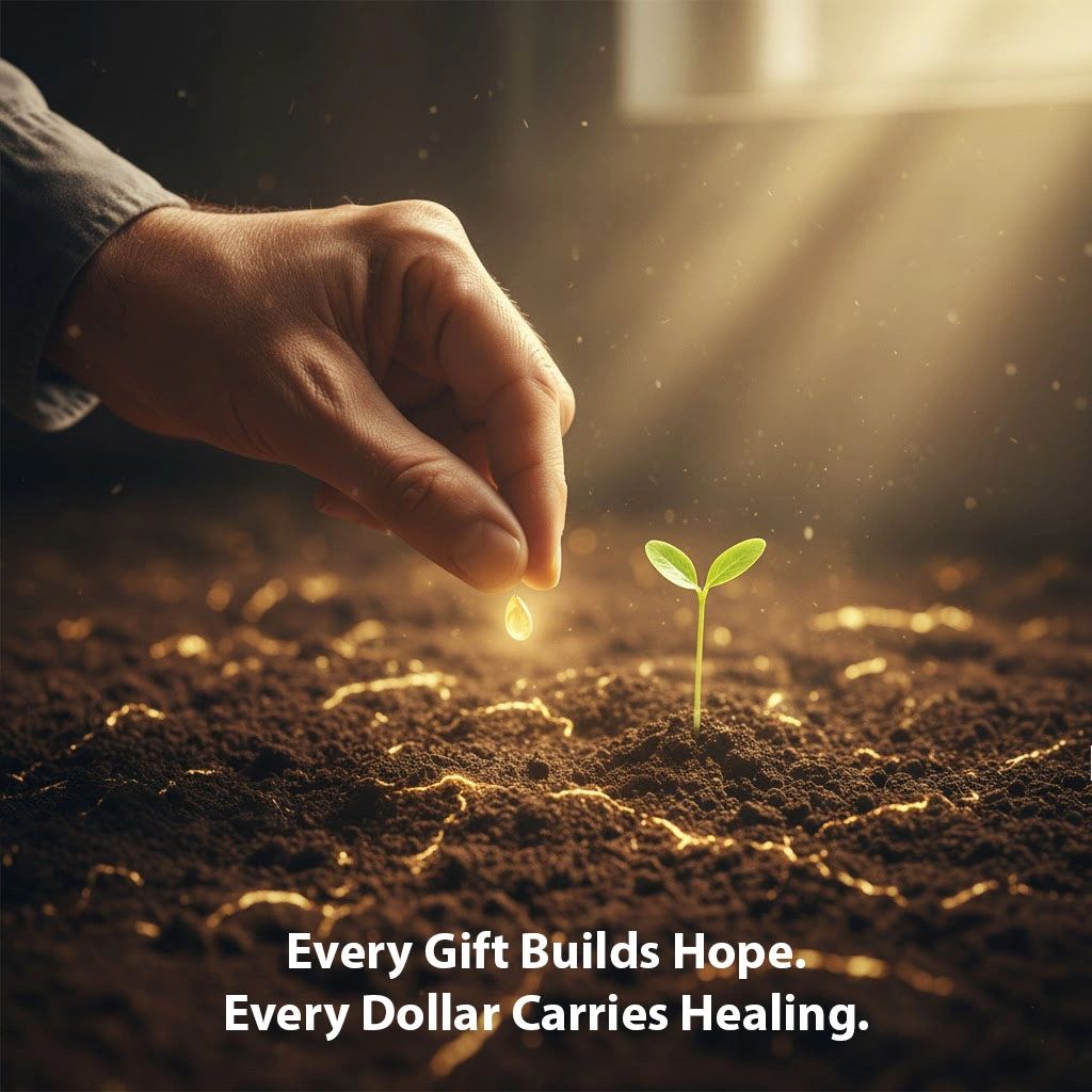 Planting a seed —symbolizing generosity and healing through giving at Salem Church in Mason, TN. Churches near BlueOval City