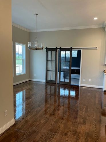 Freshly finished white oak wood flooring