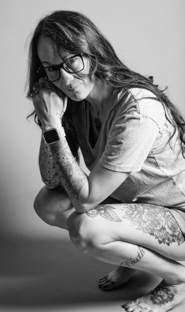 Black and white photo of lady in Beautiful Yoy Project