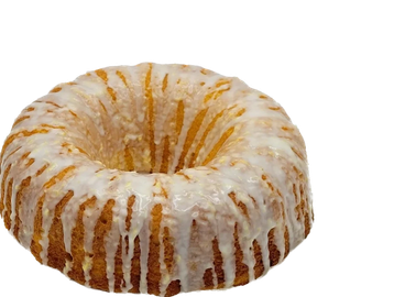 A glazed bundt cake with icing drizzled on top.