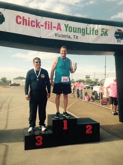 Dennis wins 1st Place in Chick-Fil-A Young Life 5K Run in Victoria, Texas!!