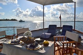 table setup for lunch on the fwd deck on Bonaparte