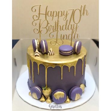 Gold drip cake for a 70th birthday