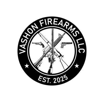 Logo of Vashon Firearms LLC with various guns and establishment year 2025.