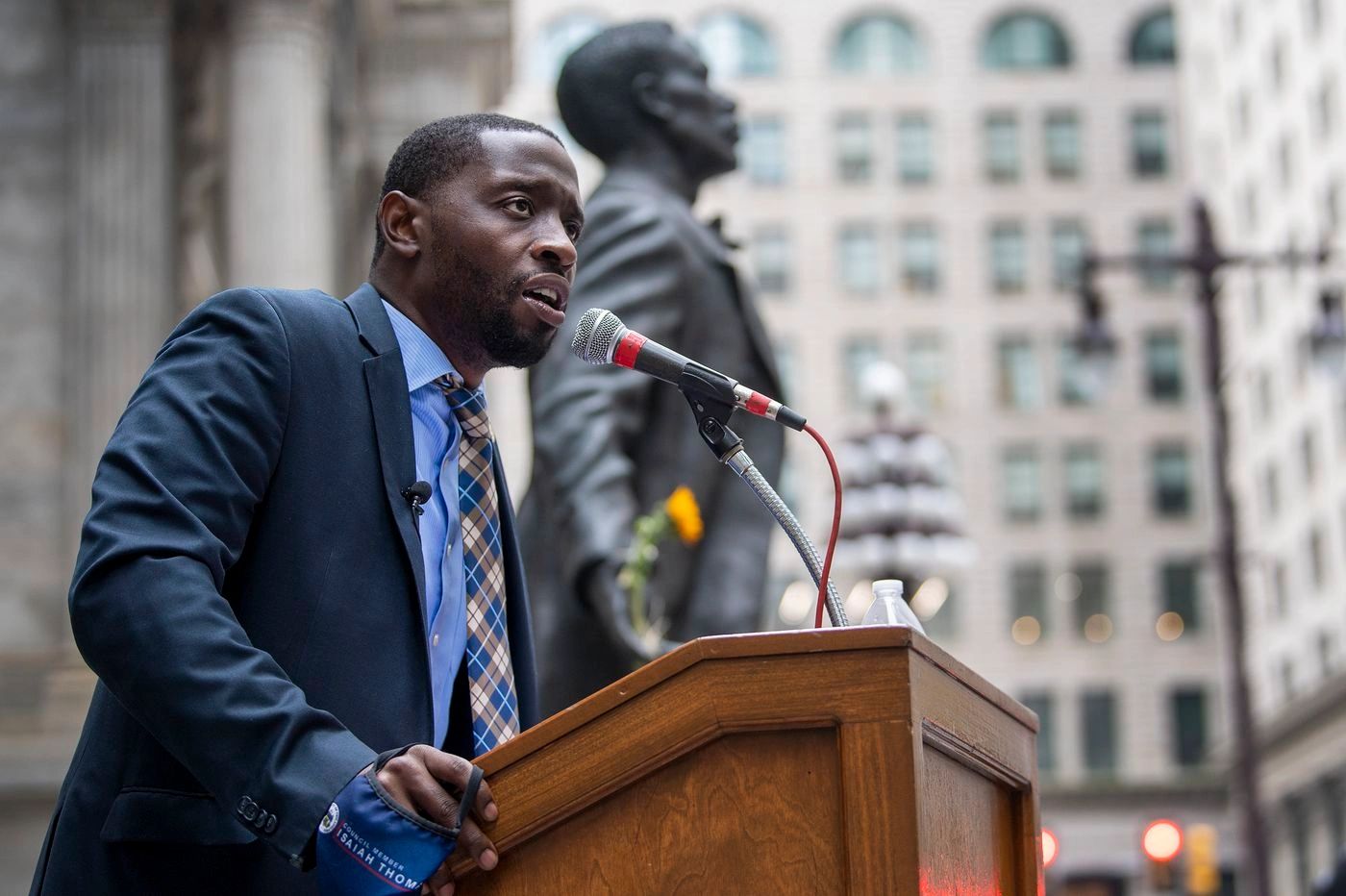 Councilman-at-large Isaiah Thomas introduces his Driving Equality Bill. Photo by Jose F. Moreno