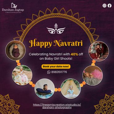 Navratri special baby girl photoshoot offer with 40% discount by Darshan Jagtap Photography.
