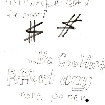 Handwritten note about paper usage and costs.