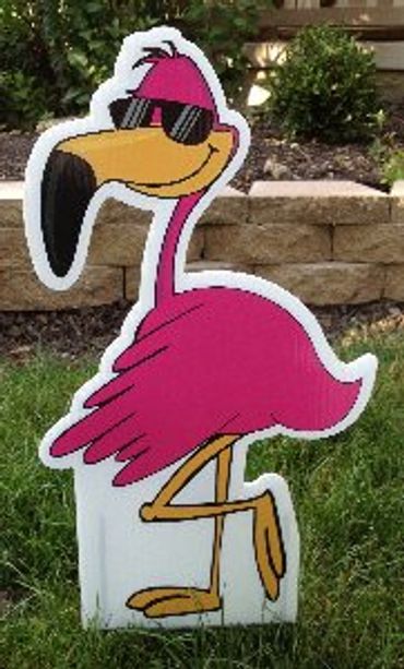 Yard Cards -flamingo with sunglasses