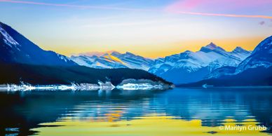 Sunset, landscape, Rocky Mountains, mountains, water, river, photography