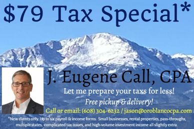 CPA tax service $79 special with free pickup and delivery.