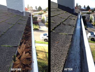 Gutter cleaning with pressure washer