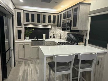 The Pine Ridge Manor Kitchen area has a full size refrigerator and freezer.