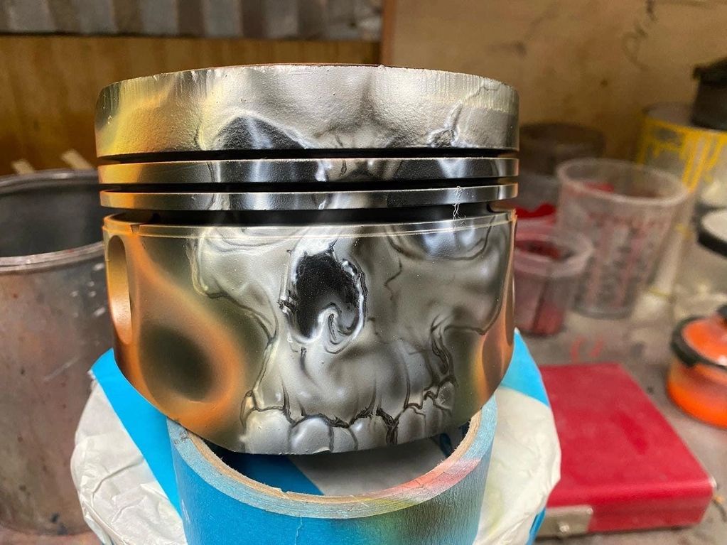 Custom airbrush design trophy for car show.