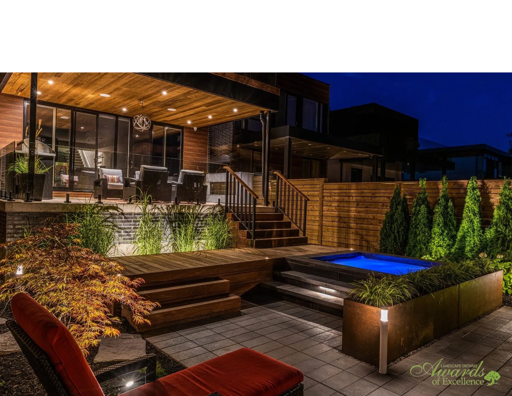 Concrete hot tub and patio in North Vancouver