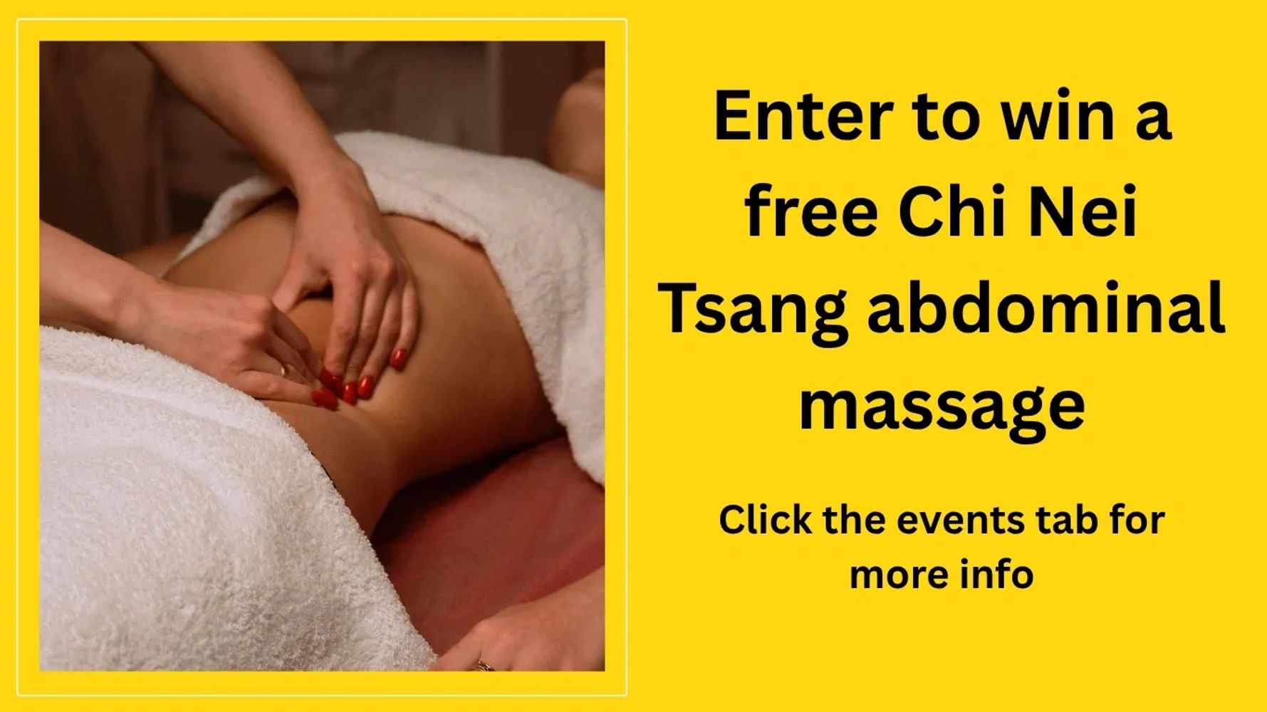 Enter to win a free Chi Nei Tsang abdominal massage now.