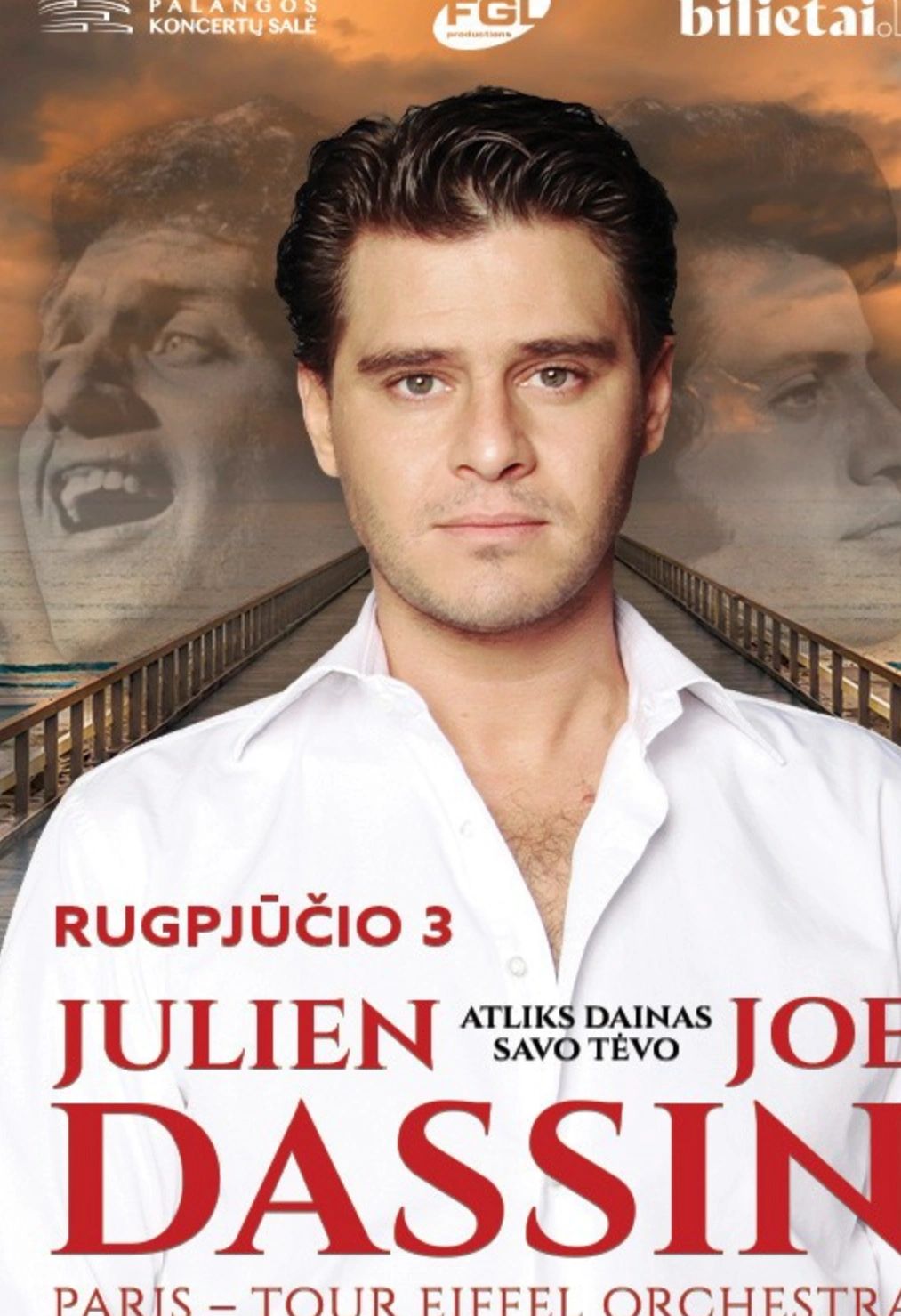 Poster of Julien Dassin in Palanga Lithuania on August 3th 2024 for JOE DASSIN Story Show