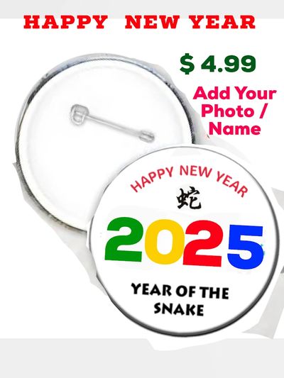 Happy New Year 2025 The Year Of  Snake 
Round Badges