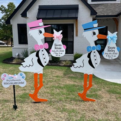 Pink Stork Sign Rental Blue Stork Sign Rental Dog Sign Rental Baby Announcement Tulsa Oklahoma