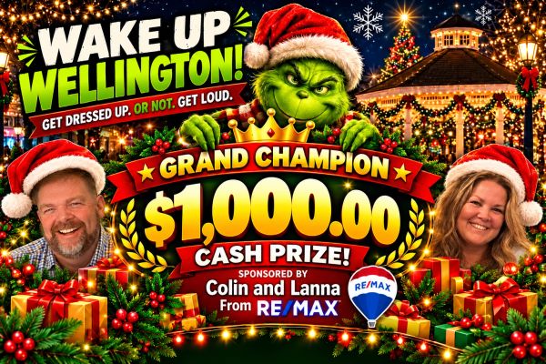 Holiday contest with $1,000 grand prize in Wellington, sponsored by Colin and Lanna.