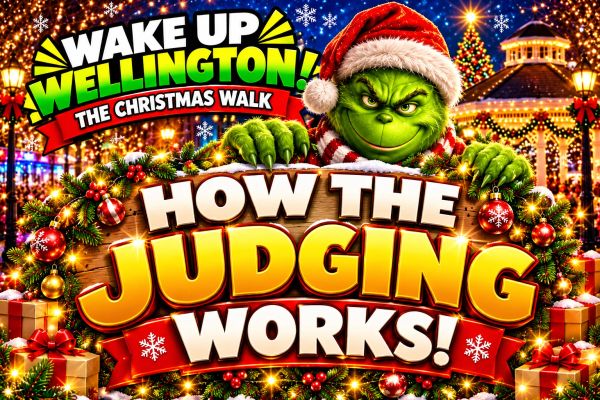 Festive Grinch-themed Christmas walk event poster.