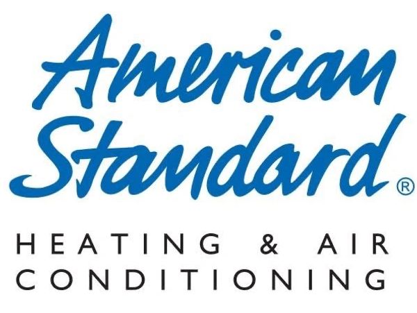 Logo of American Standard Heating & Air Conditioning in blue and black text.