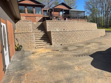 Retaining Wall Builder's We Replaced Old Wood Wall With A New Segmental Block Retaining Wall System.