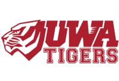 Logo of UWA Tigers with a stylized tiger head and bold text.