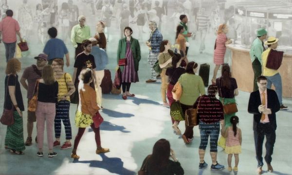 And When Time Stood Still, 24"x40"x2" Photo images, Oil, Narrative Text, Resin surface on wood panel