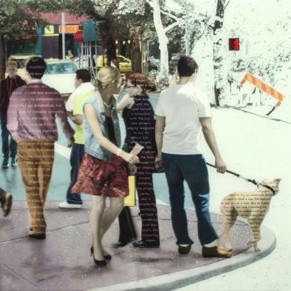 At the Edge of Perception, 36"x36"x2" Photo images, Oil, Narrative Text, Resin surface on wood panel