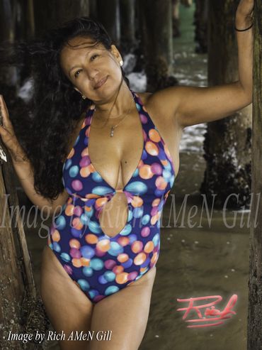 Natural Beauty, Santa Cruz, Beach, Polka Dot Swim Suit, Image by Rich Gill (Rich AMeN Gill)