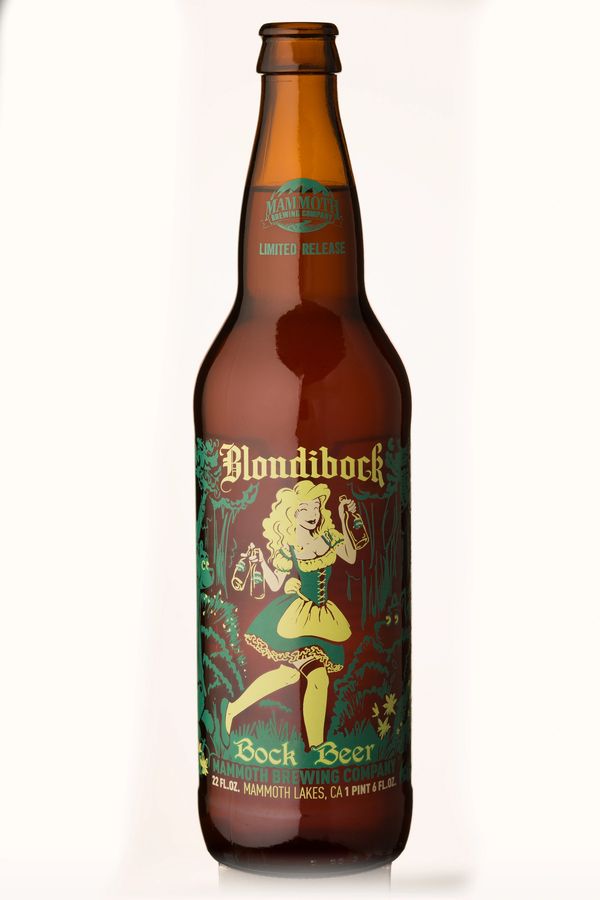 Blondibock: fanciful blackletter typeface and illustration of skipping German fairy-tale girl.