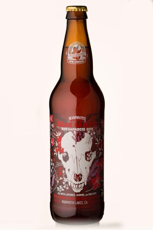 Bear Garden, Bluesapalooza commemorative beer. Bear skull surrounded by lavender, jasmine, and rose