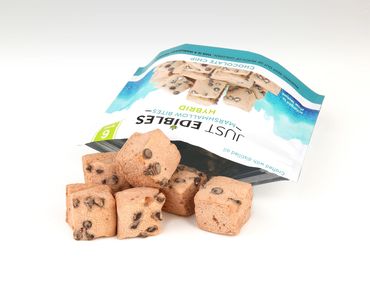 Product photo of chocolate chip marshmallow bites.