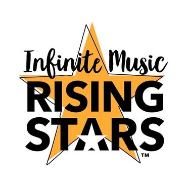 Infinite Music Rising Stars logo with gold-colored background star and negative space star.