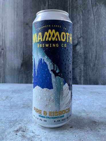 Fire & Eisbock can depicting an ice climber.