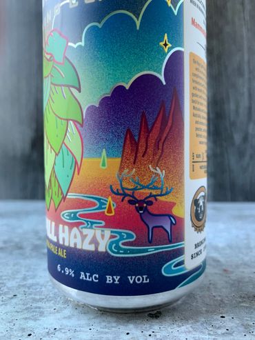 Close-up of Hop Spill showing a buck with intricate antlers.