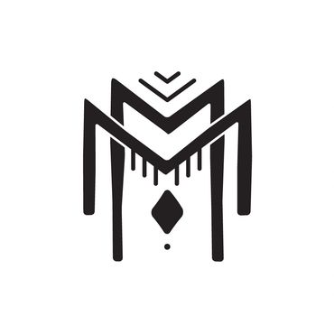 Double-M monogram with chevron and diamond elements.