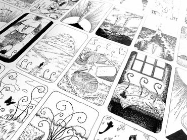 Many black and white ink drawings on a grid, featuring spiky weeds and icicles in various contexts.