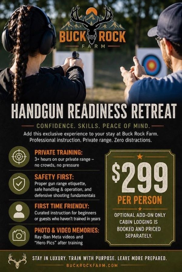 Handgun Readiness Retreat at Buck Rock Farm offers private training, safety, and beginner-friendly instruction.