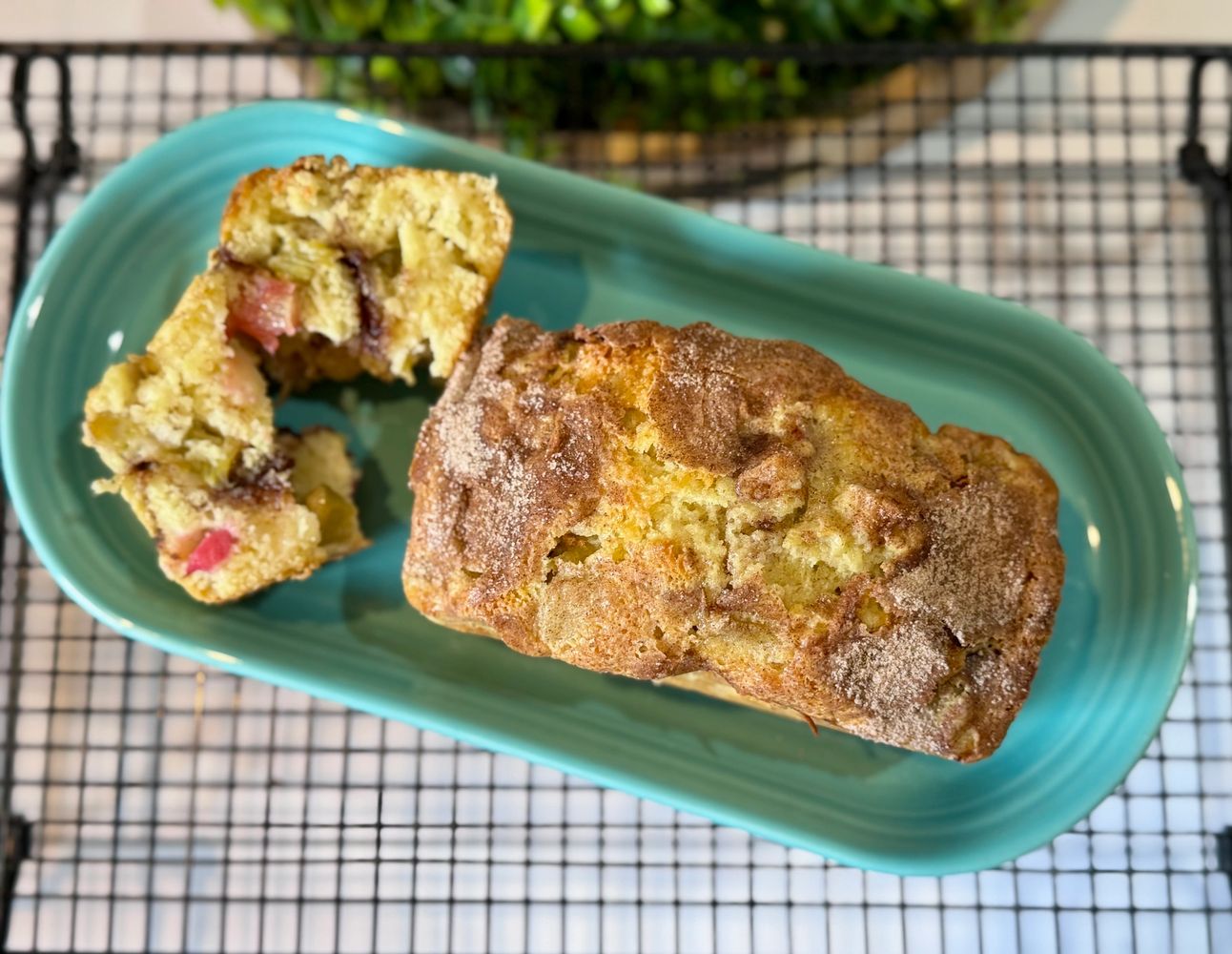 Rhubarb Cinnamon Swirl quick bread can be ordered from the Busy Rolling Pin all summer long!