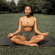 meditation yoga peace relaxation ritual black woman herbs botanicals v steam teas 