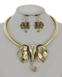 Elephant Necklace Set - Length: 18 1/8" + EXT, Pendant: 3 1/2" X 3 1/8", Earring : 5/8