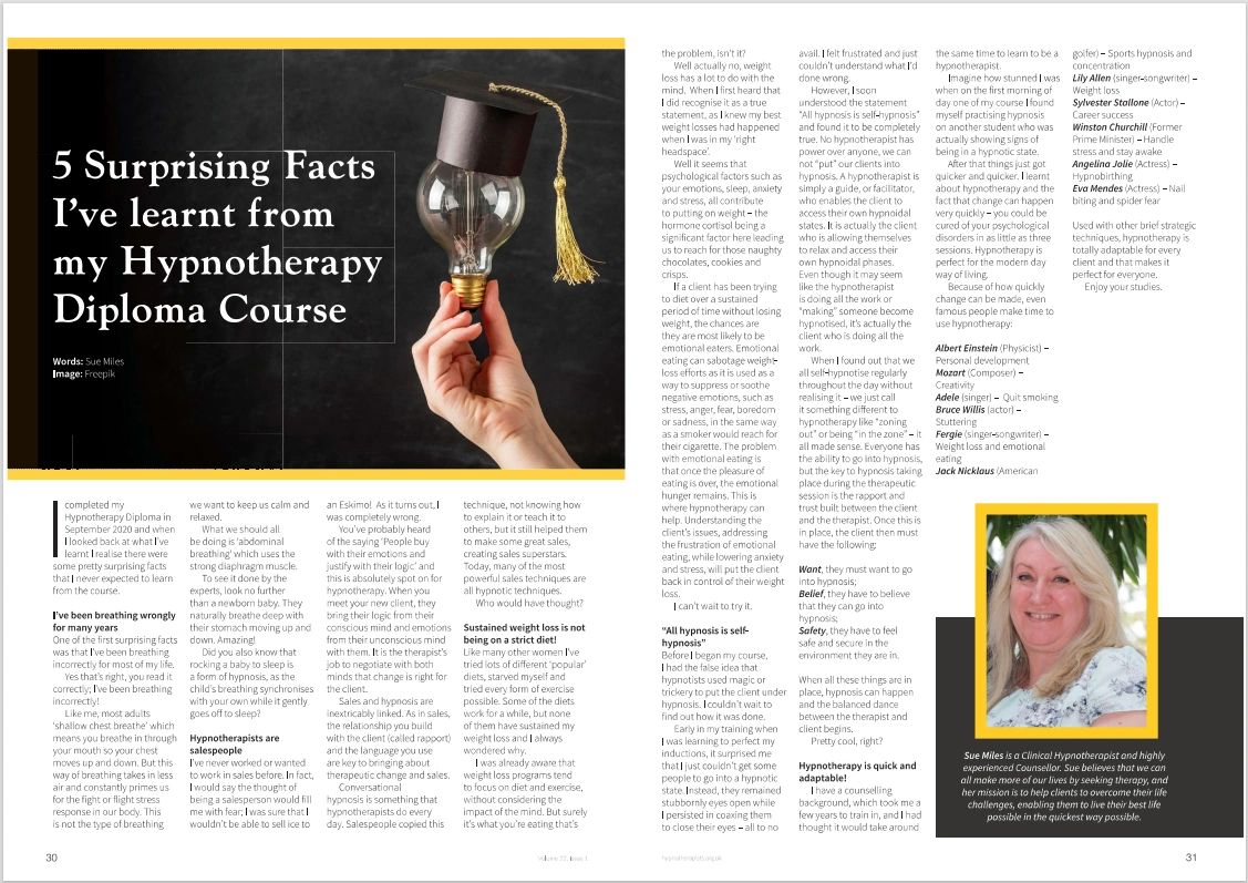  Article published in The Hypnotherapy Journal (NCH) Vol 2 Issue 1 - The Conference Issu