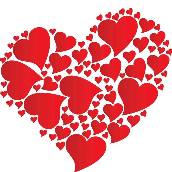 A collection of red hearts in a heart shape