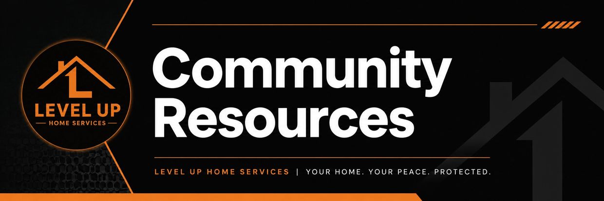 Level Up Home Services community resources banner.