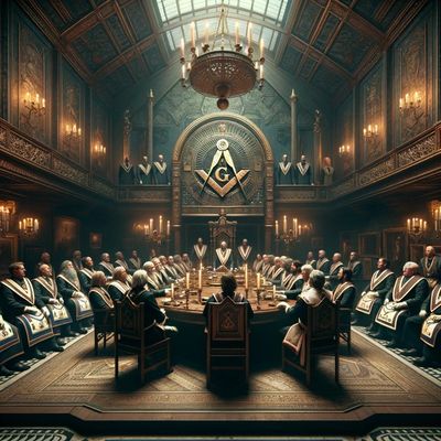 A lodge room of Freemasons